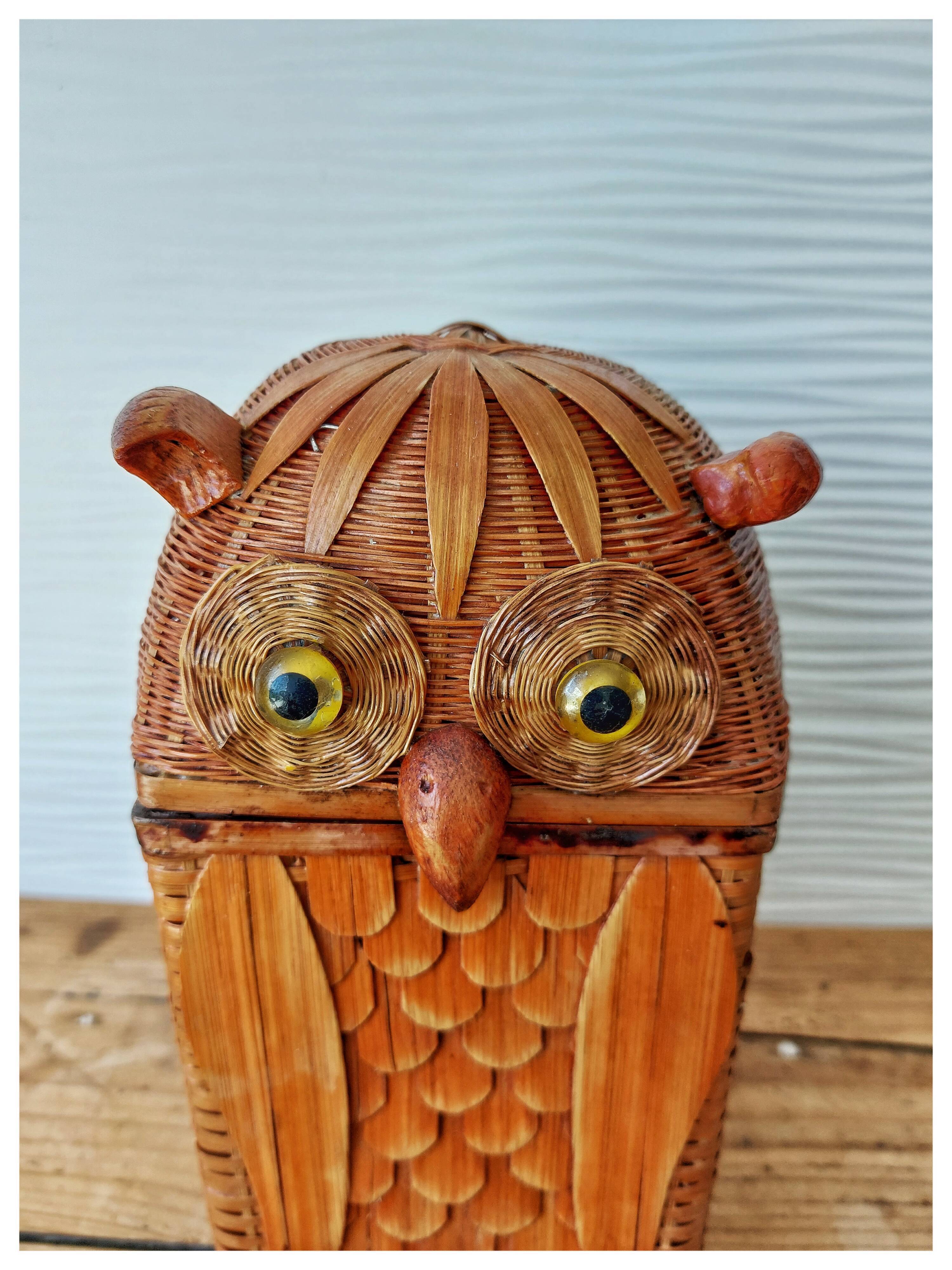 Boîte bois déco rotin