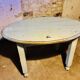 Oval bistro table from the 1930s with a lovely light blue patina