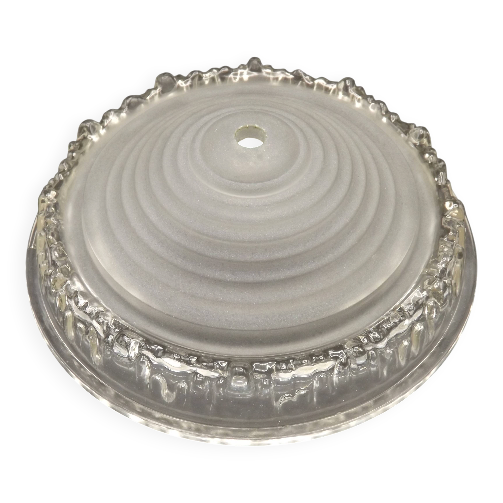 Signed EZAN France Frosted & Clear Glass Icicle Shades - Art Deco Lighting