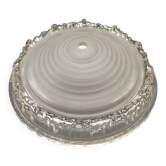 Signed EZAN France Frosted & Clear Glass Icicle Shades - Art Deco Lighting