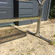 Dining table of the 70s in smoked glass and chromed metal