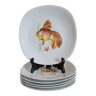 6 assiettes Poissons Porcelaine