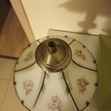 Stained glass lamp with porcelain and bronze base