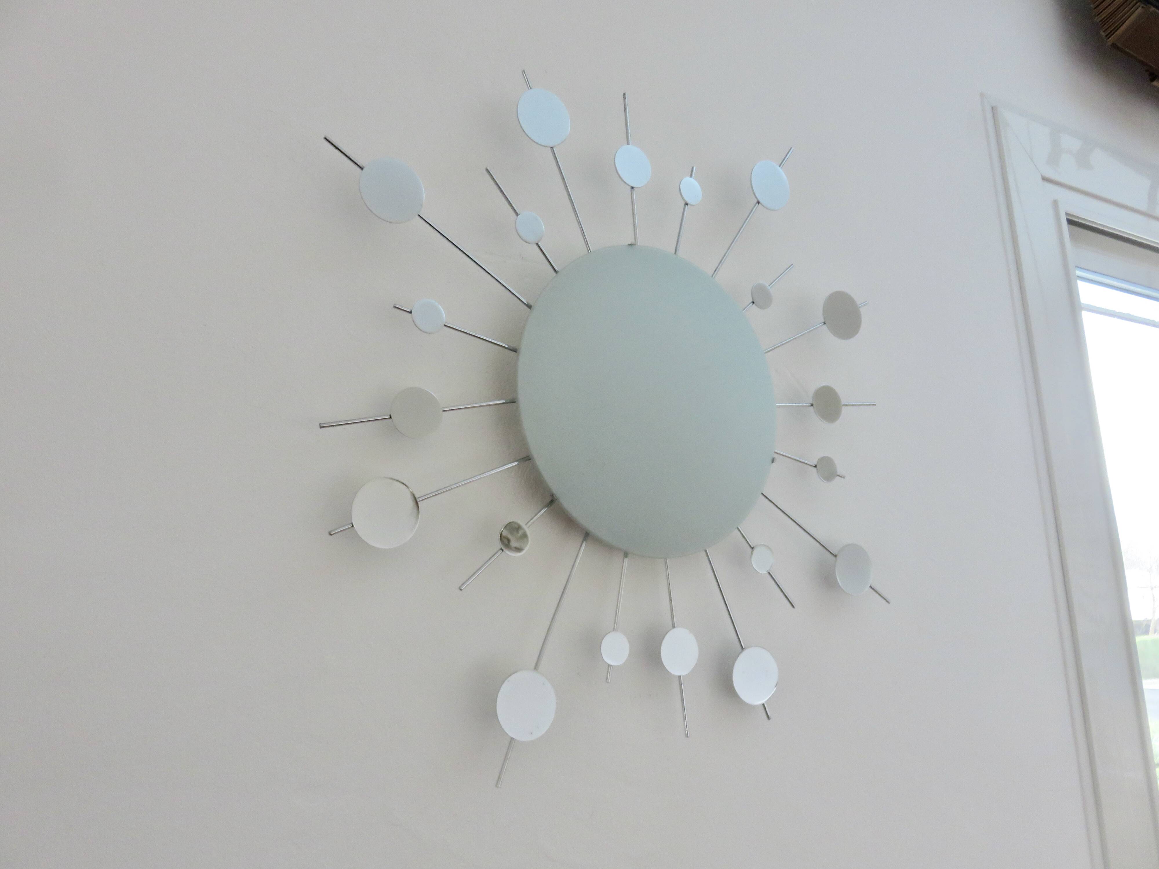 "Sun" wall lamp in chrome metal and frosted glass 80s 90s