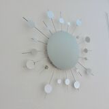 "Sun" wall lamp in chrome metal and frosted glass 80s 90s