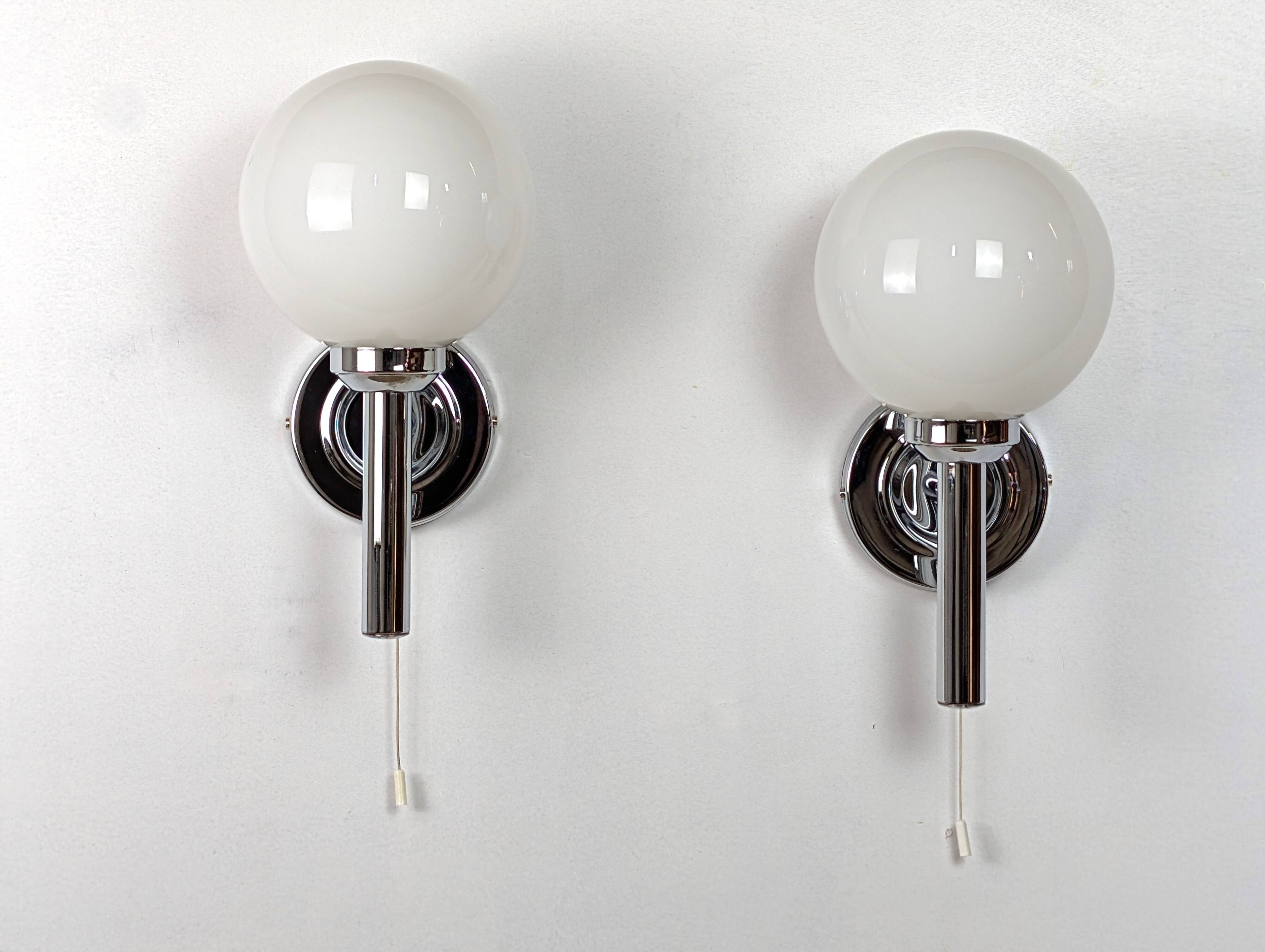 Pair of chrome wall lights