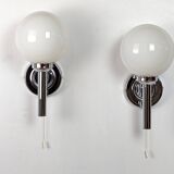 Pair of chrome wall lights