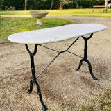 Godin bistro table in white marble and cast iron base made in france