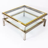 Brass and chrome sliding top table
