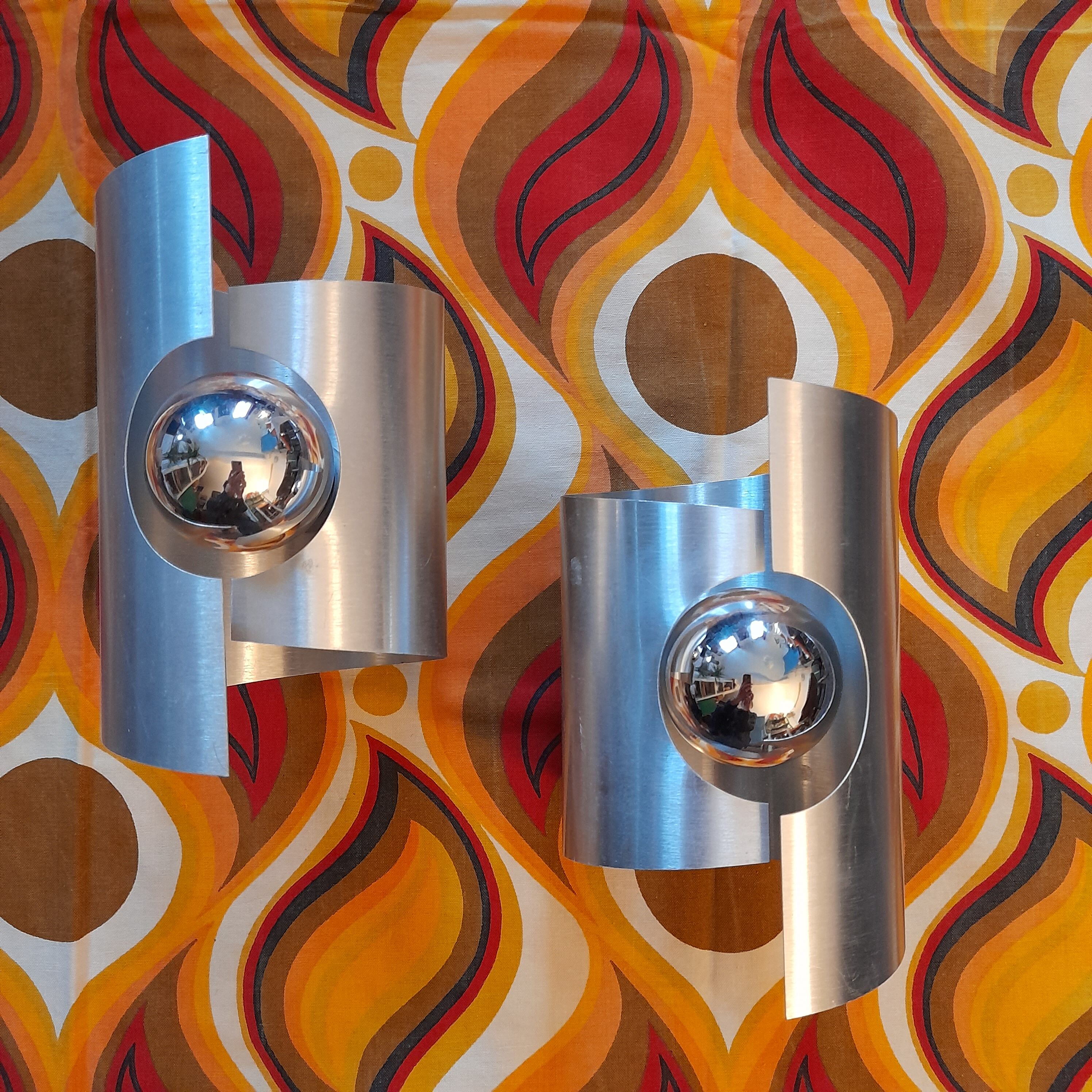 2 wall lamps space age 70s
