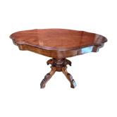 Table ancienne en acajou à plateau chantourné et pied central sculpté