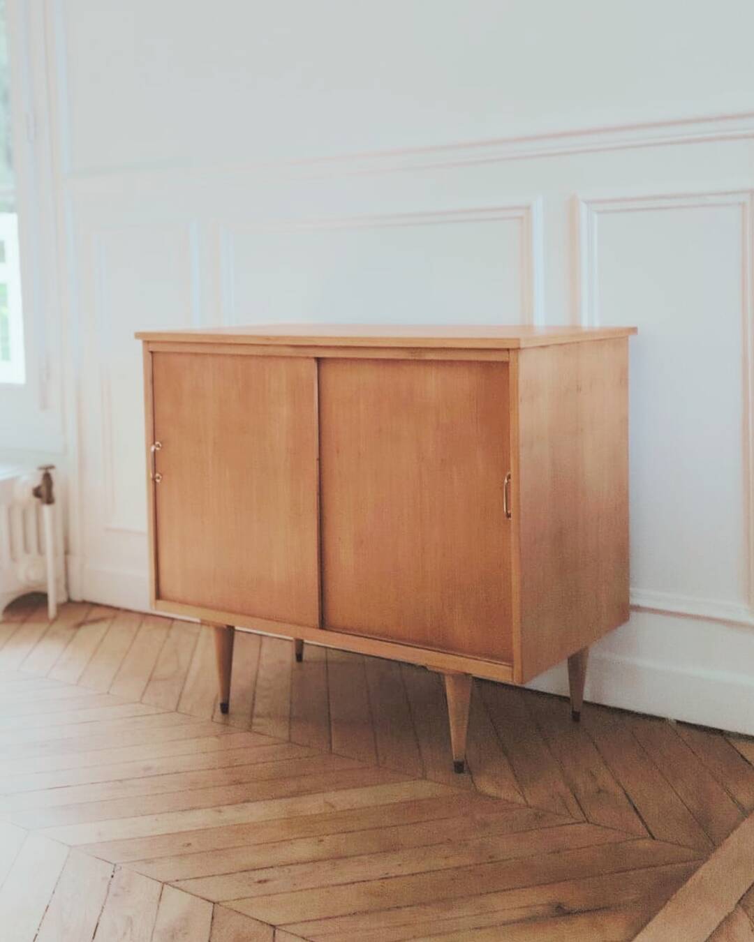 Vinyl cabinet / Renovated low modernist sideboard, 1960s-70s