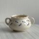 Pot - sugar bowl with two handles in decorative ceramic with blue floral motifs.