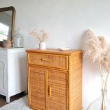 Vintage rattan sideboard from the 1970s.