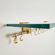Brass and Glass R14G Wall-Mounted Coat Rack from Peter Ghyczy, 1980s