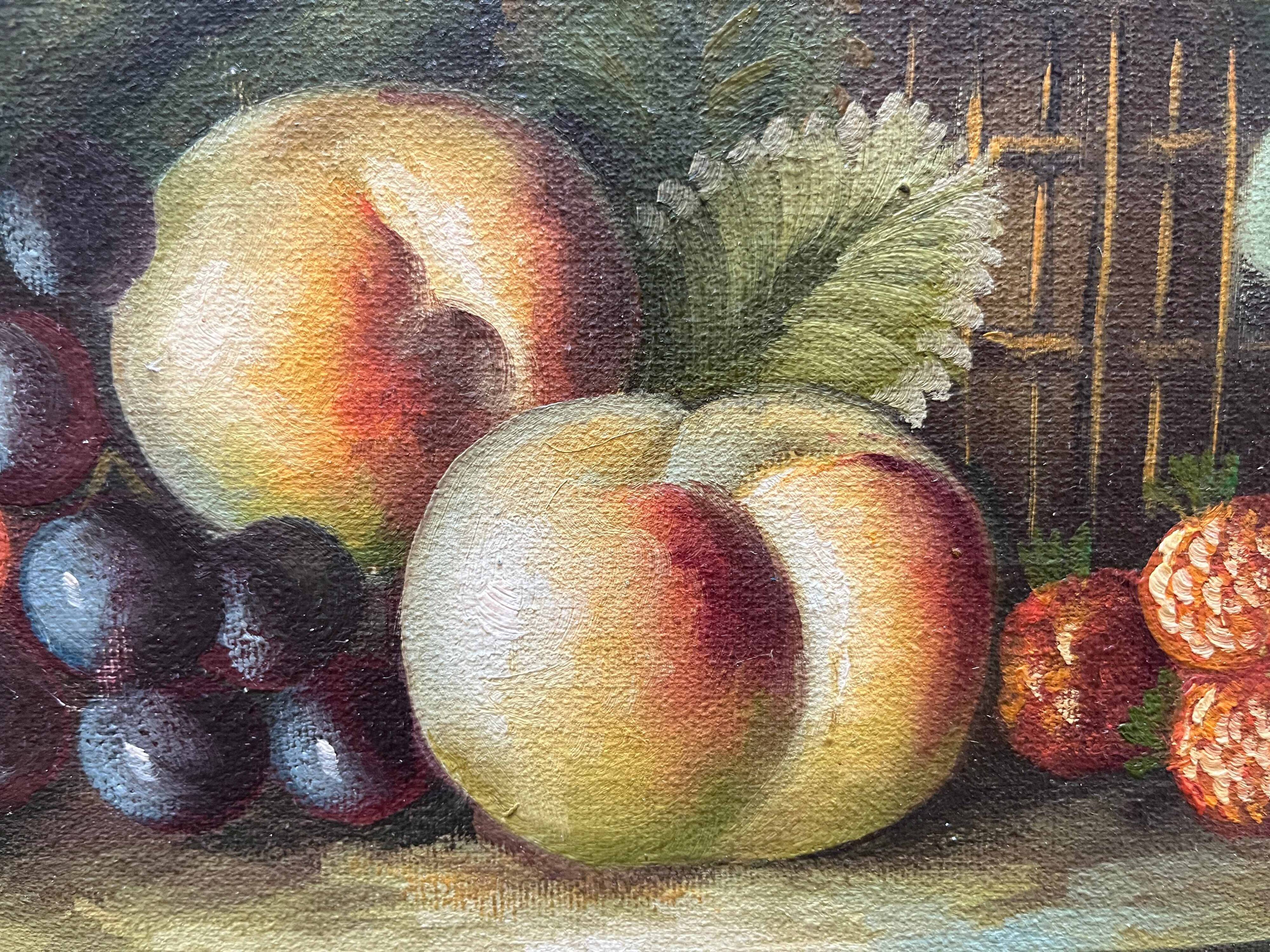 Table HST "Still Life with Fruits" M. Aaron (?) 20th century school