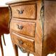 Pair of bedside tables in marquetry – veined marble top – Louis XV style