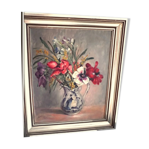 Tableau ancien nature morte bouquet