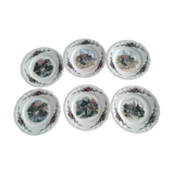 6 plates of the obernai decoration service by Henri Loux