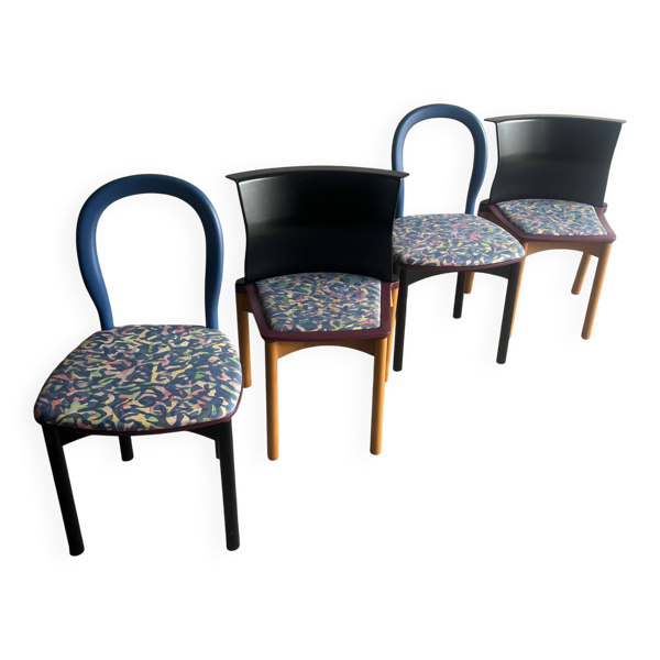 Ensemble de 4 chaises style Memphis par Francesco Binfaré pour Cassina, années 1980