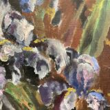 Oil on canvas bouquet with iris