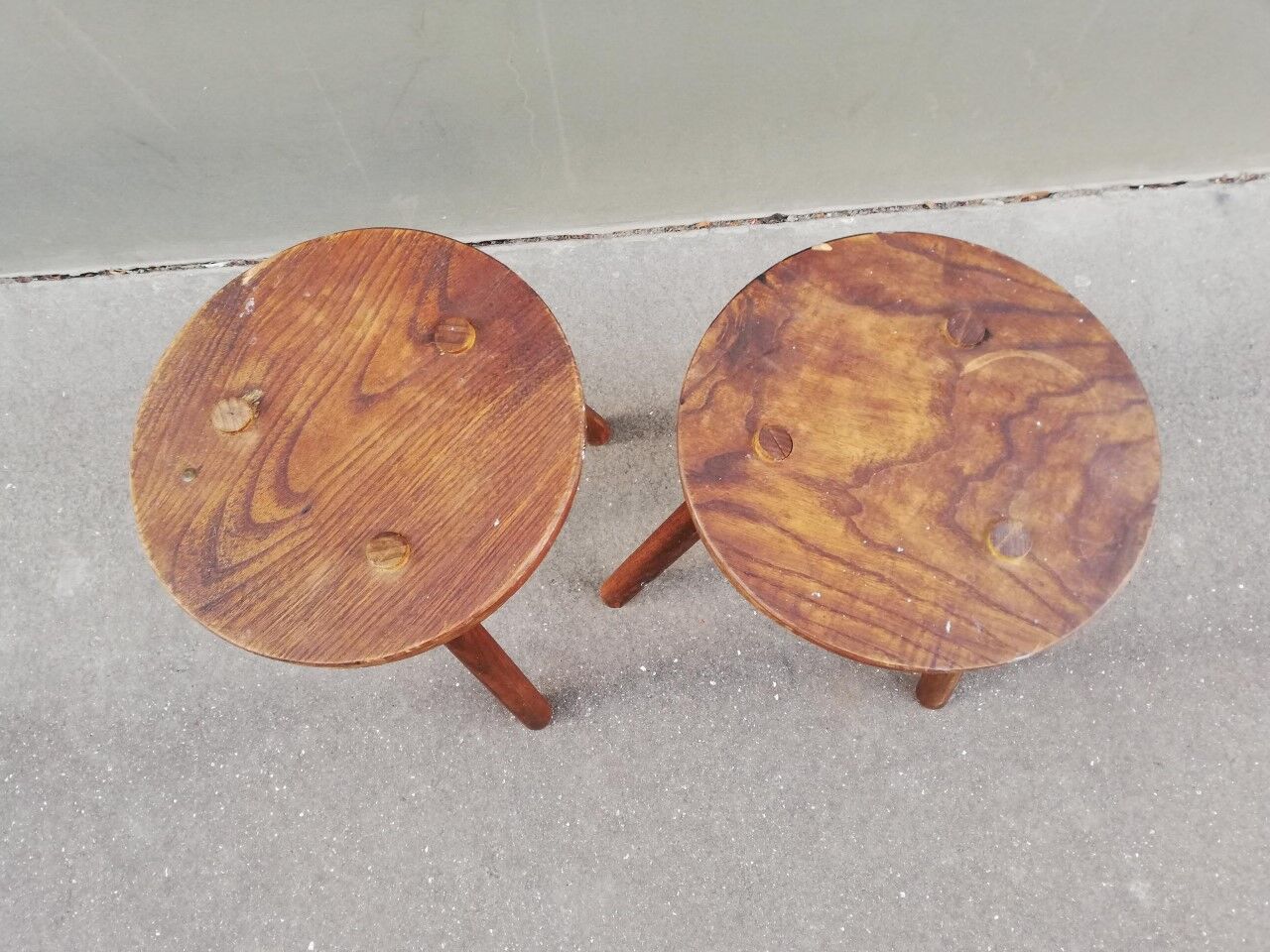 Pair of vintage tripod stools
