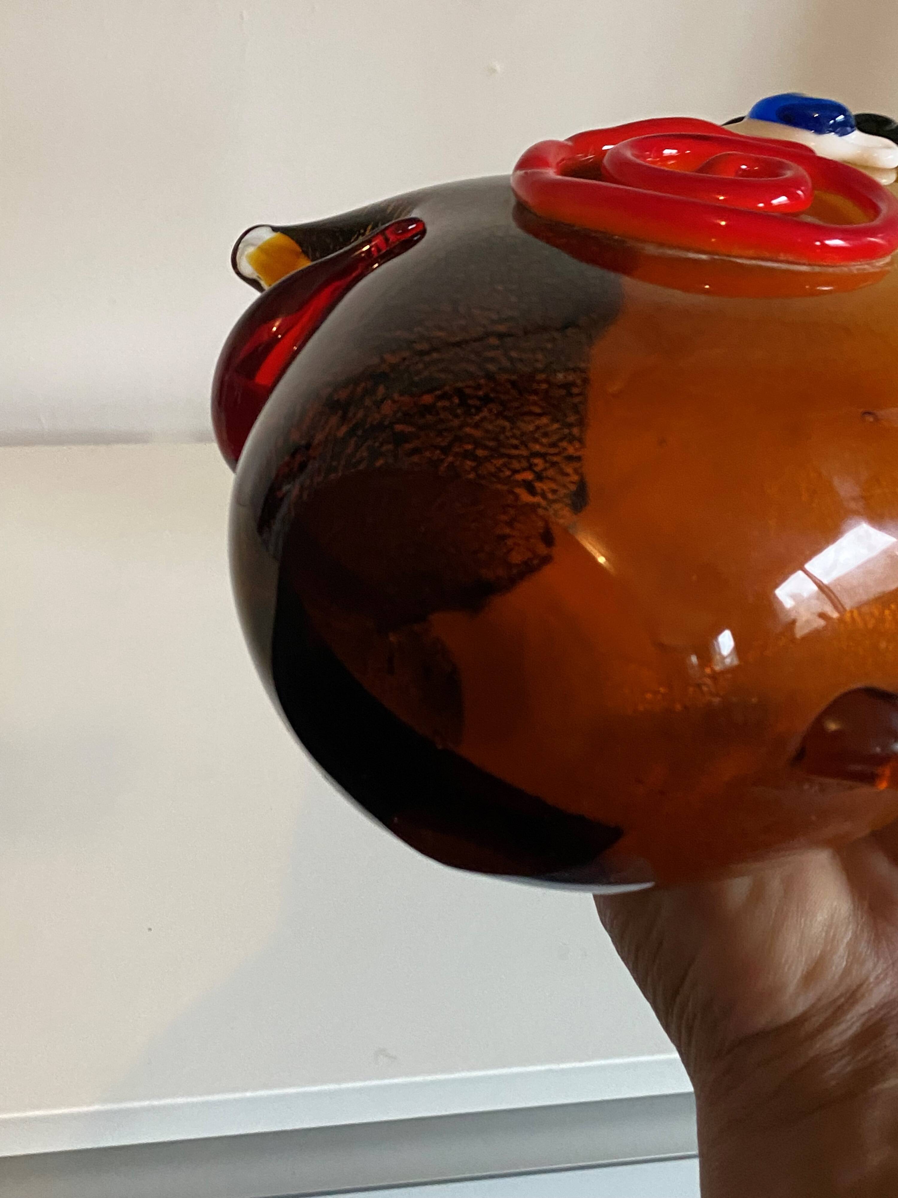 Fish head vase in Murano glass from the 1980s.