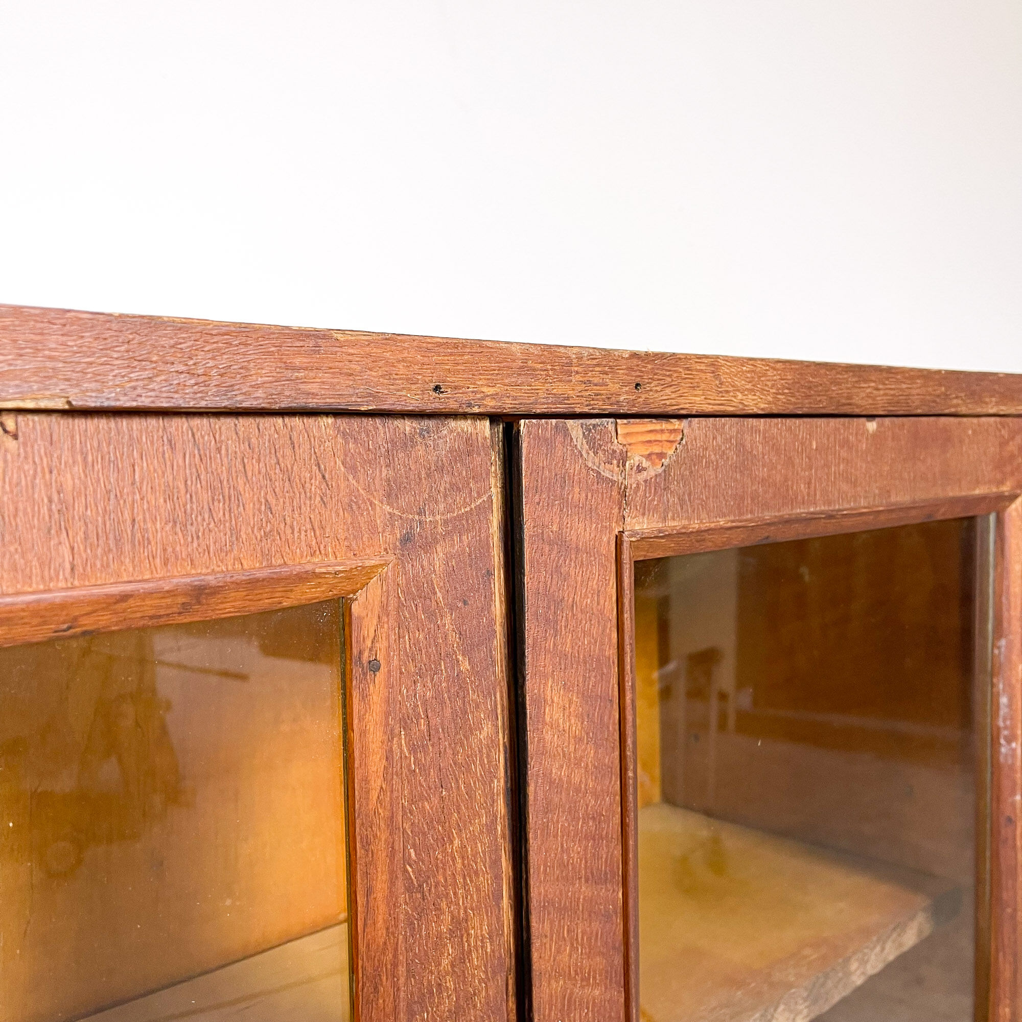 Vitrine de laboratoire scolaire en bois vintage