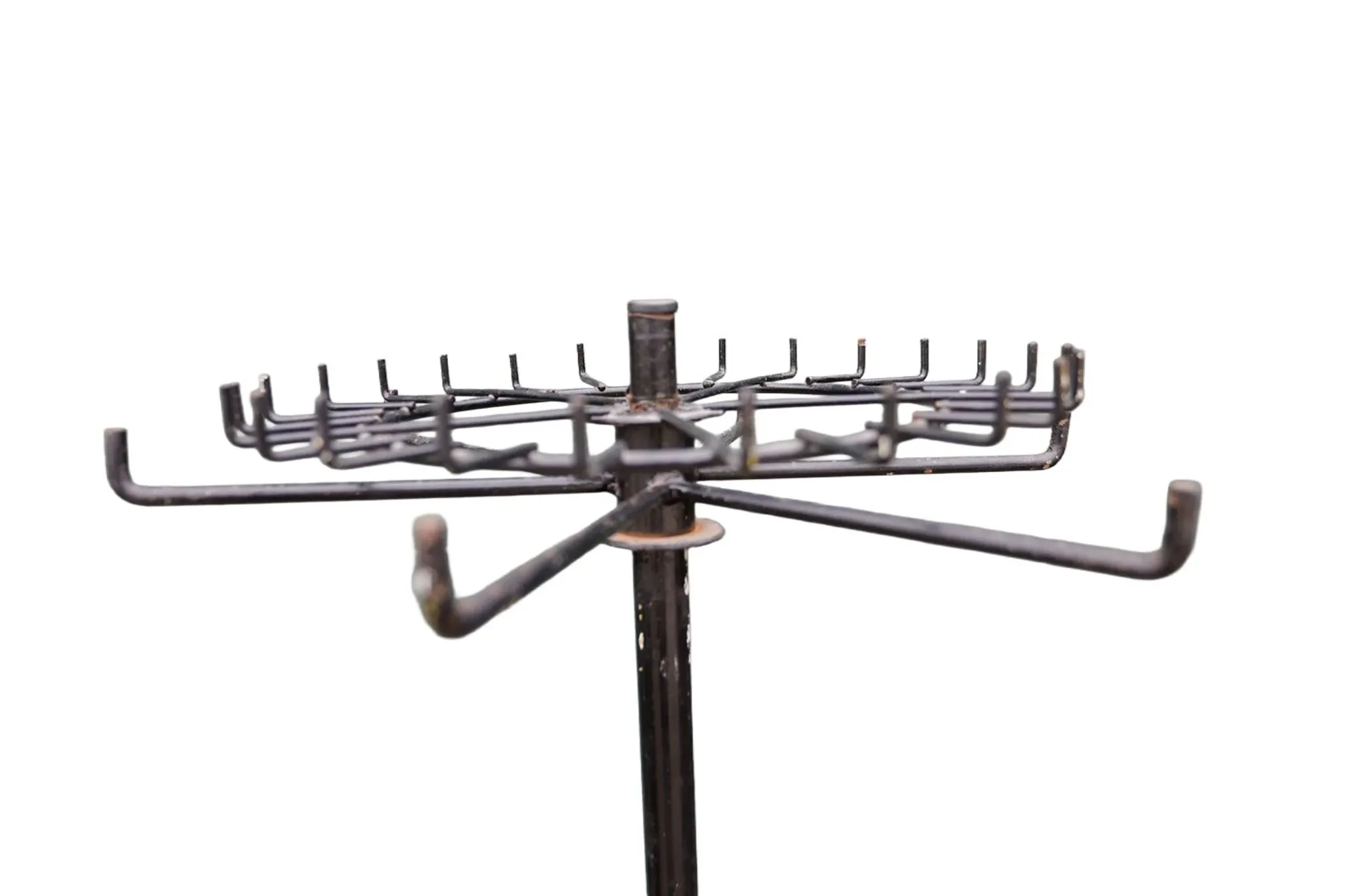 Sculptural vintage metal coat stand with rotating crown