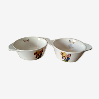 2 old Digoin bowls - 1950s cups