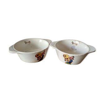 2 old Digoin bowls - 1950s cups