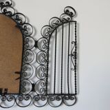 Opening mirror, shuttered, in black wrought iron, Vallauris 50s 60s