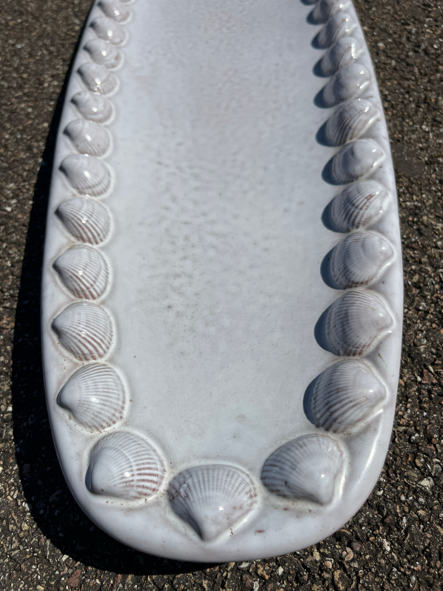 Large fish platter 70cm signed Pol Chambost vintage shell design.