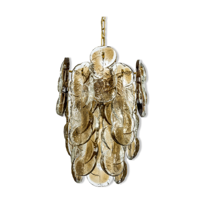 Suspension en verre fumé Murano par Kalmar, Autriche, années 1970