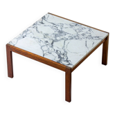 Minimalist coffee table in teak and marble by Alfred Hendrickx, 1960s