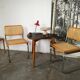 Pair of chairs, canning and chrome tubular metal