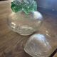 Vintage cracked glass carafe with green collar MCM – 1950s