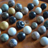 Solitaire game in exotic wood and semi-precious stones