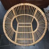 Vintage 70s rattan and metal sun lounger