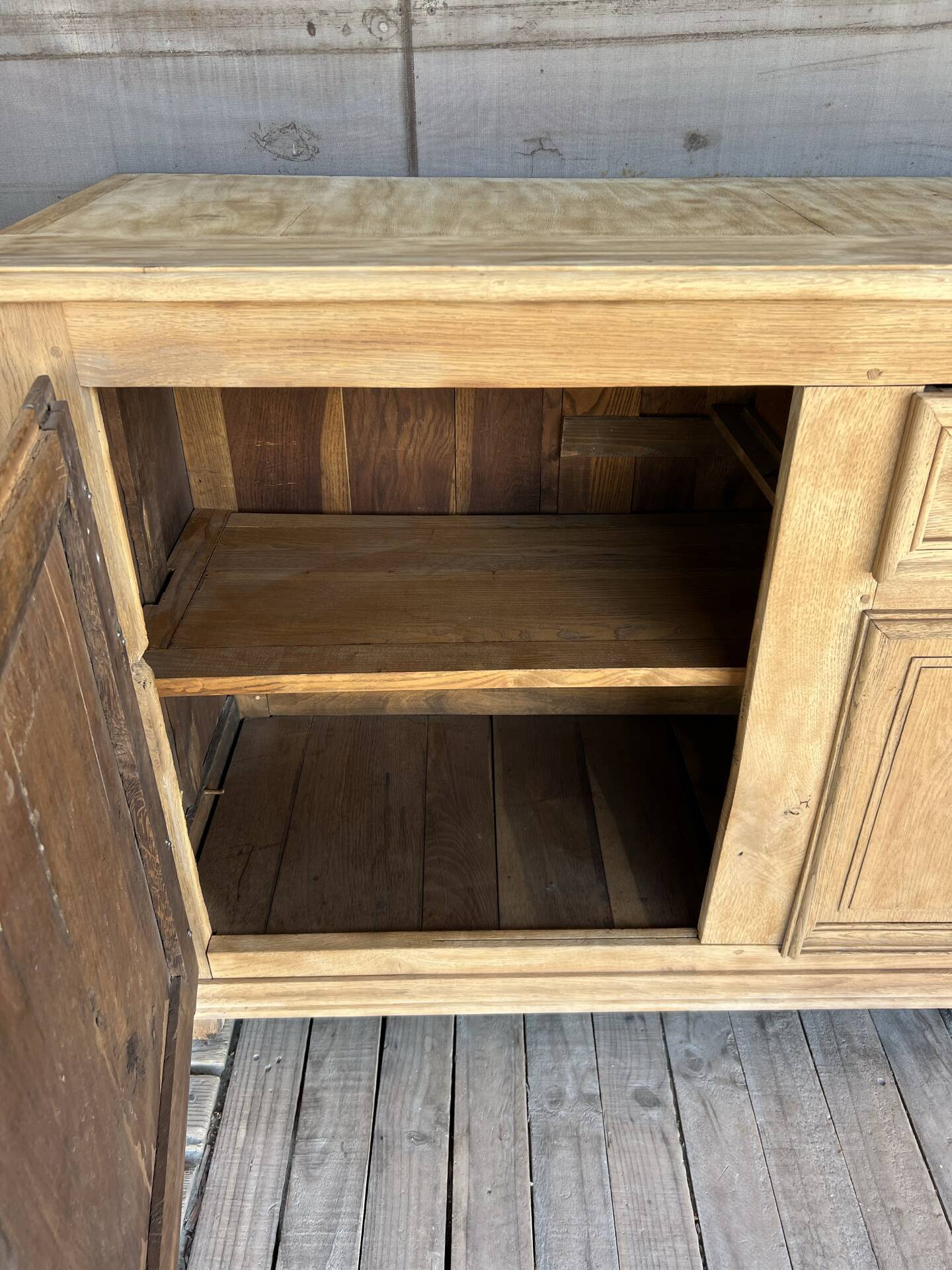 Old office furniture, raw oak wood.