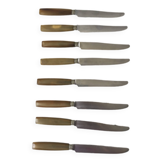 set of 8 horn knives from the 60s