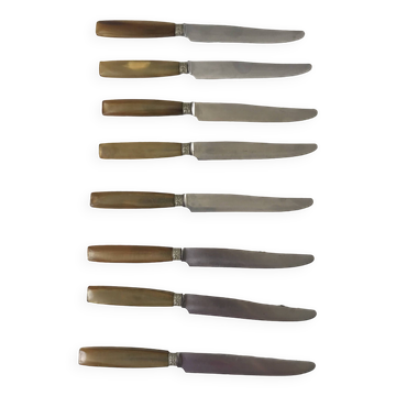 lot de 8 couteaux en corne années 60