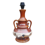 Vintage glazed ceramic lamp base from the 60s/70s with double lighting of medium size.