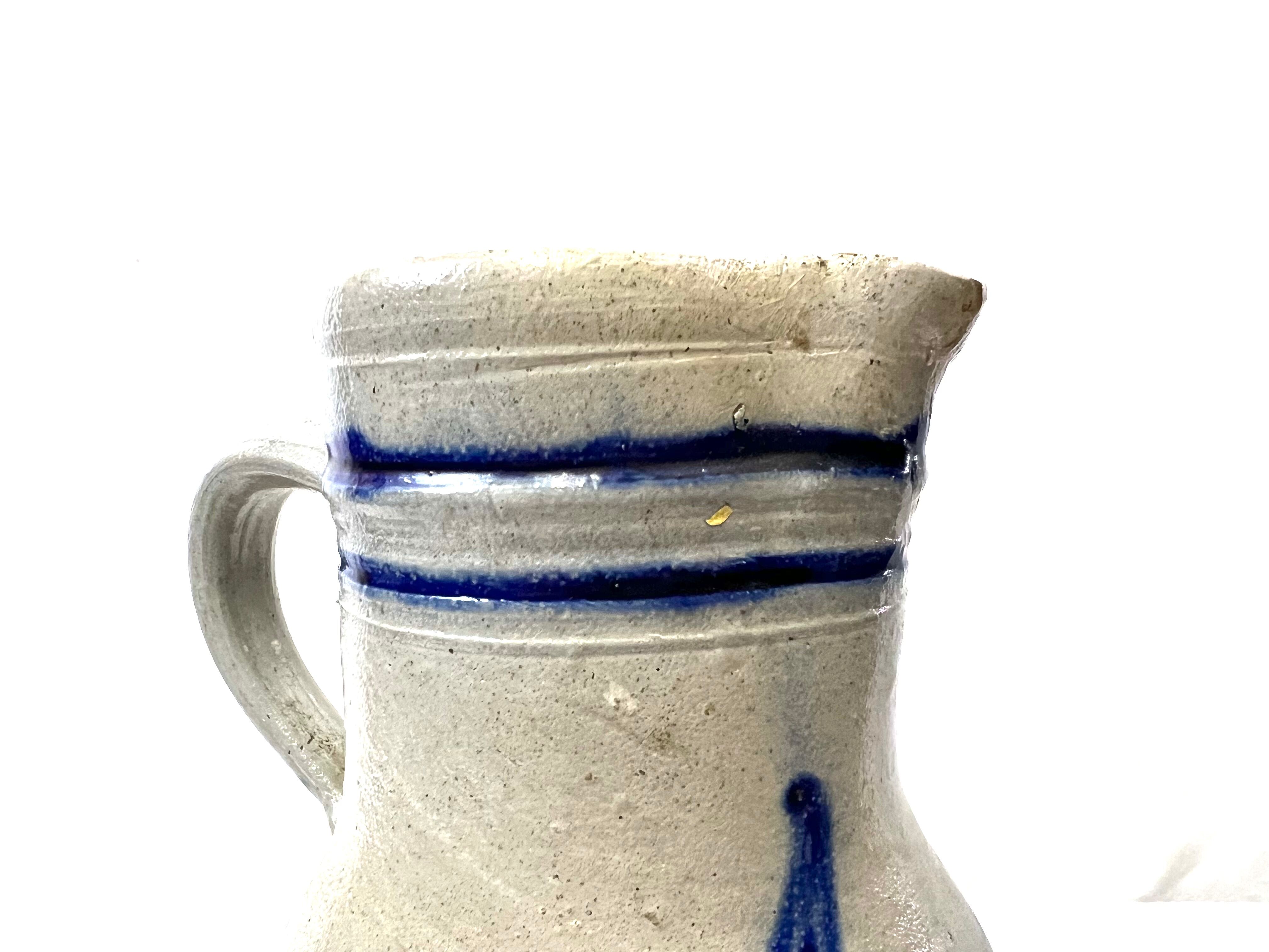 Jug pitcher sandstone blue decoration height 27cm