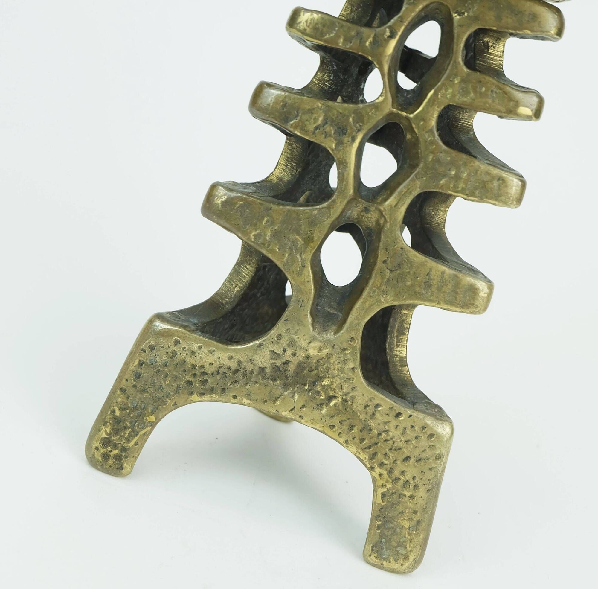 Outstanding 1960s 70s mid century brutalist brass candleholder for one big candle