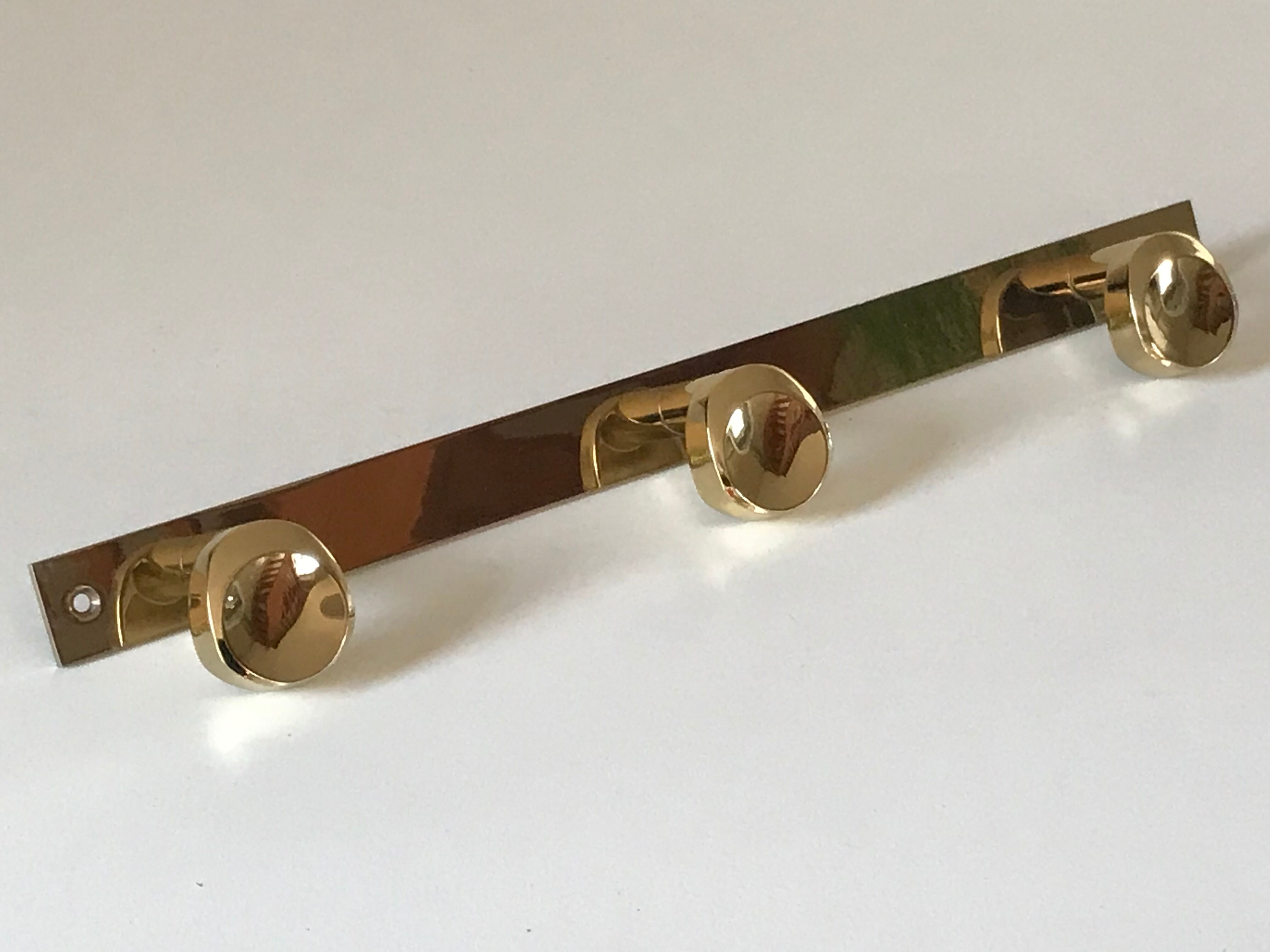 Coat rack 3 hooks vintage brass years 70 s