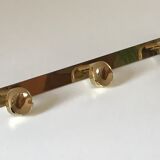 Coat rack 3 hooks vintage brass years 70 s