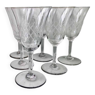 6 engraved wine glasses