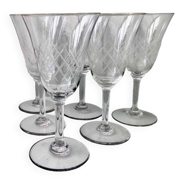 6 engraved wine glasses