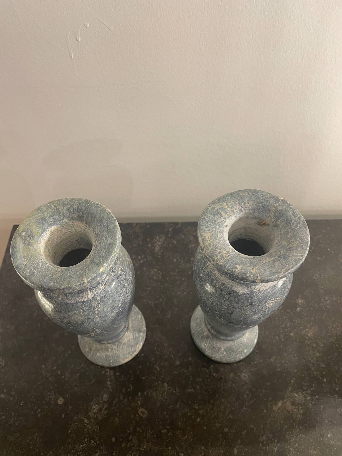 Pair of marble baluster vases